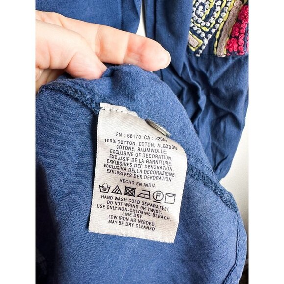 Athropologie Hei Hei Embroidered Button Down Blouse 2 Womens Blue - Picture 8 of 9